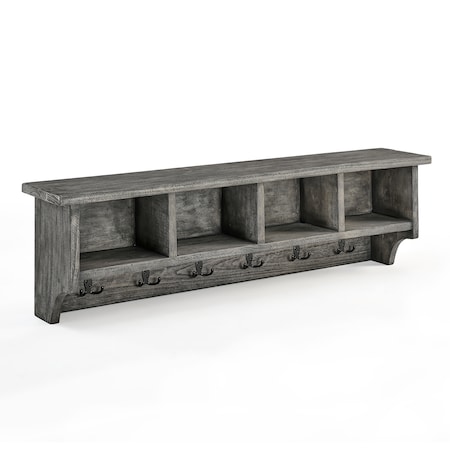 Alaterre Furniture Pomona 48" Metal and Wood Entryway Coat Hook with Storage Cubbies, Slate Gray AMBA24SG